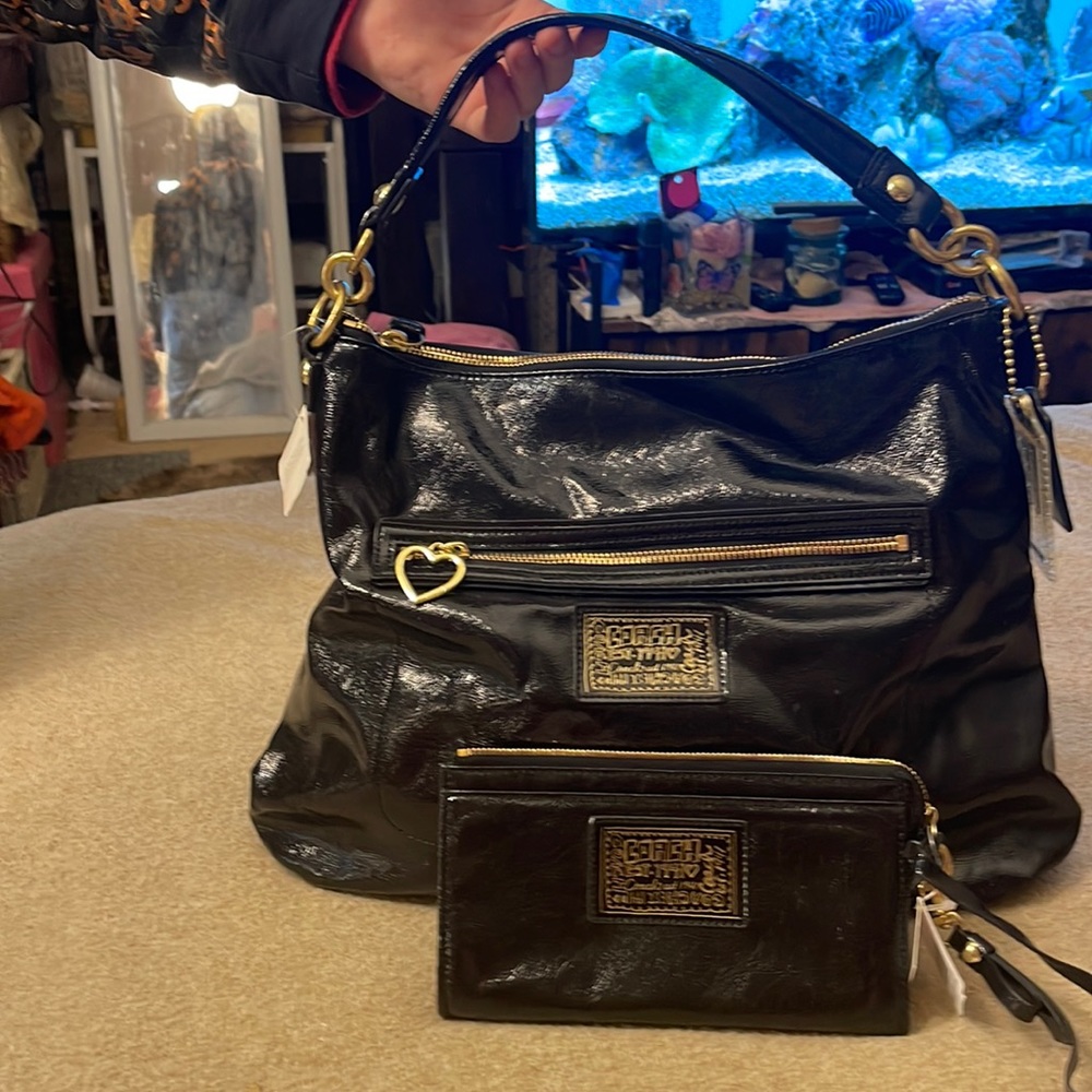 Coach shiny leather medium to large